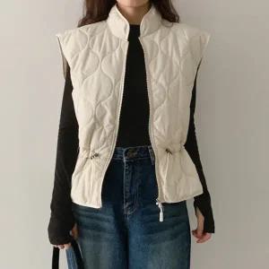 여성 허리스트링 퀄팅 누빔 패딩 조끼 깔깔이 베스트 -WVE0032- 가을 겨울