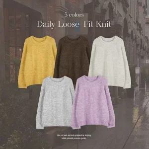 핫핑 [5컬러/헤어리] 루다엘 라운드넥 톤믹스 루즈핏 긴팔 니트티