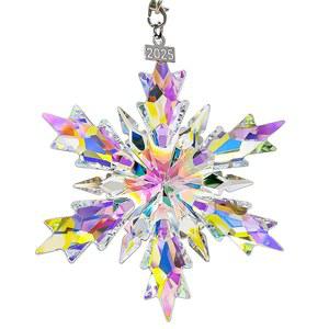 2025년 연례 에디션 눈송이 크리스탈 크리스마스 장식품, 트리를 위한 아름답고 우아한 별 독특한 컬러풀한 반짝이는 장식품