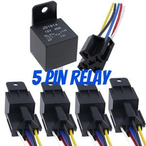 1/5개 자동차 릴레이 12V 또는 24V 5핀 40A 블랙 레드 구리 단자 소켓 SPDT 하네스 케이블