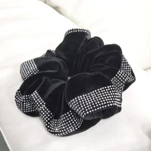 큐빅 블랙 벨벳 곱창밴드 헤어끈 국산머리끈