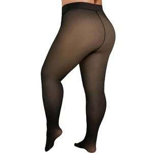 델캐스트 플러스 사이즈 플리스 안감 타이츠 여성 - 겨울용 가짜 반투명 시어 웜 보온 팬티스타킹 레깅스