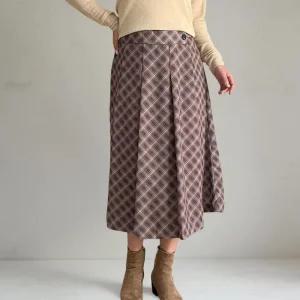여성 체크 랩스커트 플리츠 빅사이즈 롱치마