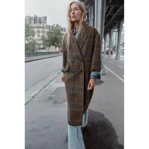 ZARA 자라 오버사이즈 체크 코트 - 멀티컬러[8372275330]