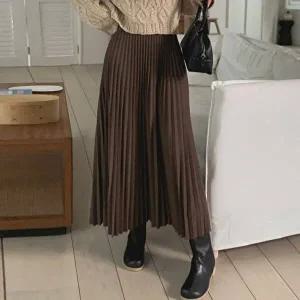여성 플리츠 주름 밴딩 롱 스커트 SSK0137 가을 겨울
