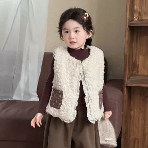 [베이비맥스] 플라워 포켓 뽀글이 조끼 R15583