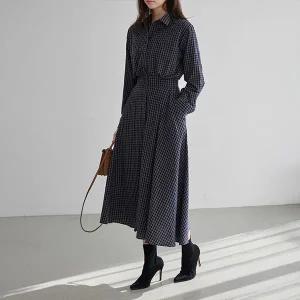 (뮬랑) M. 퍼뮤머 체크 셔츠 원피스 (2col)[드레스D0919R02]