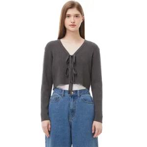 리본장식 골지 니트 가디건 PP4KG004