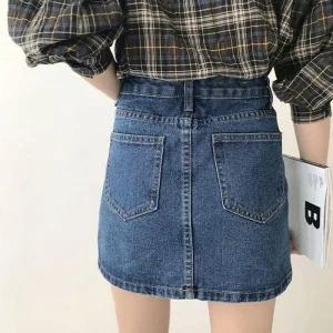 여성 청치마 슬림 스커트 하이웨스트 데님 미니 캐주얼