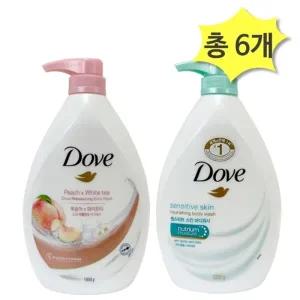 도브 바디워시 2종 화이트피치천센서티브천ml x각3개(총6개) 복숭아향 저자극 대용량
