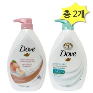 도브 바디워시 2종 화이트피치천센서티브천ml x각1개(총2개) 복숭아향 저자극 대용량