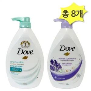 도브 바디워시 2종 라벤더천센서티브천ml x각4개(총8개) 라벤더향 저자극 대용량