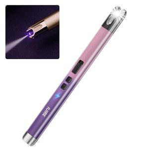 손전등 기능이 있는 IUIRE 전기 캔들 라이터 USB 충전식 배터리 이중 안전 스위치(1팩 - 분홍색/보라색 그라데이션)