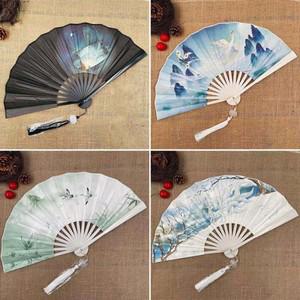 중국 일본식 실크 선풍기 접이식 웨딩 아트 댄스 핸드 빈티지 대나무 플라워 신제품