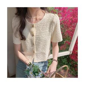 메이킹유 어깨퍼프 라운드넥 크롭 W8777디셀블라우스