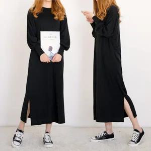 여성 라운드 긴팔 맨투맨 트임 롱원피스 데일리