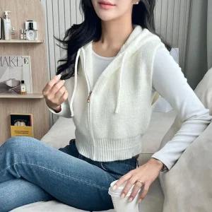 [피커]크롭 조거바지 후드 조끼 캐주얼 레이어드 베스트