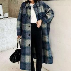 [피커]여성롱코트 외투 체크 여성코트 롱코트 여성 코트