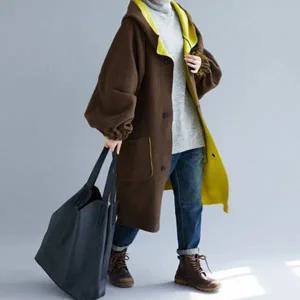 여성 양면 루즈핏 양포켓 후드 캐주얼 코트 점퍼 아우터