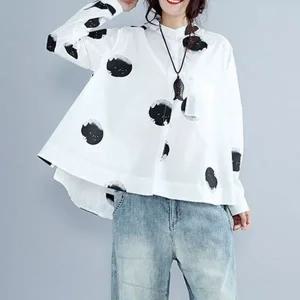 여성 차이나카라 도트 무늬 셔츠 남방 블라우스
