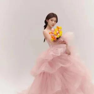 [피커]웨딩촬영원피스 핑크 유색 드레스 이브닝 셀프 2부