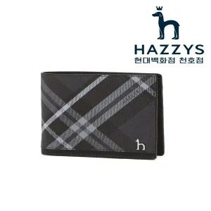 [헤지스ACC] HJWA6E866BK [DUBLIN] 블랙 체크 가죽 2단 남성 반지갑