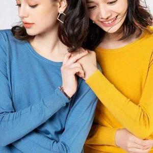 스판 국민니트 봄 블랙 심플 이너 긴팔티 융털