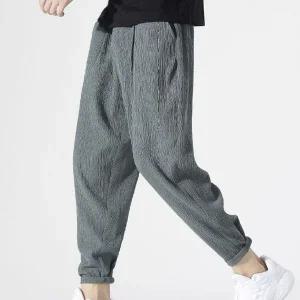 남성 린넨 팬츠 편한 일자고무줄바지 허리밴딩 01 검정색츄리닝