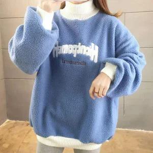 기본 터틀넥 맨투맨 영문 여자 티 목티 라운드