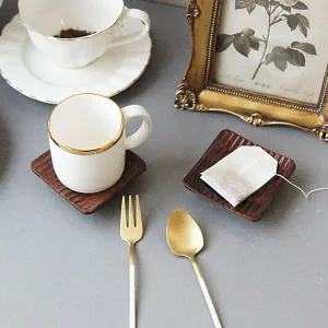 [셀러에이드]다용도 우드 미니 받침 1P 컵받침 코스터 티백홀더 작은디저트접시