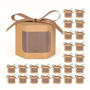 뚜껑이 달린 육각 종이 상자 선물 생일 결혼식 장식 디스플레이 창 10 개