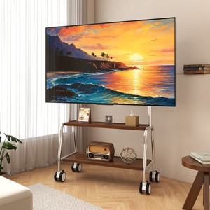 32-75 인치 LCD LED 스크린 TV 용 스테인레스 스틸 롤링 플로어 모바일 스탠드 카트는 MAX 110Lbs Max VESA