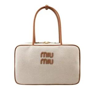 미우미우 가방 토트백 캔버스 가죽 5BB163 ACRN F062F