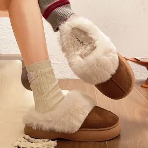 패션 스웨이드 뮬 털 여성 슬리퍼 보온화 퍼 신발 겨