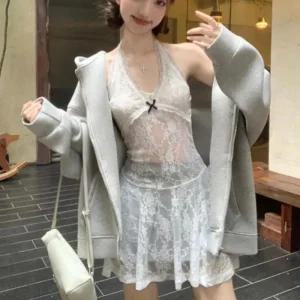 ONM 이너원피스 레이스 시스루 플레어 레이어드 원피스