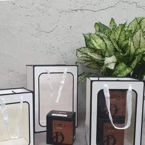 투명 화이트톤 세로 직사각쇼핑백 종이가방 중 선물용 가방