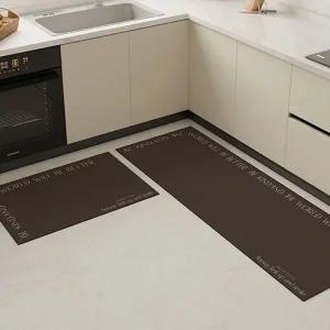 주방 욕실 규조토 발 매트 롱 숏 2종 세트 다크브라운