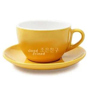 커피컵 도자기 옐로우 카푸치노 컵 커피 잔 머그