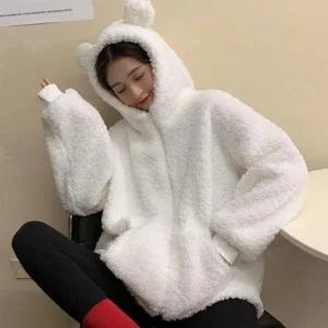 [하프클럽/셀러허브_여성트랜드패션]ONM 겨울스타일 뽀글이 오버핏 자켓 후