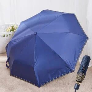 고급 네이비 자동 양산 접이식 3단 우산 양우산 여름
