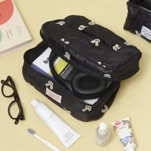 대용량 블랙 토끼 여행용 속옷 화장품 파우치 대형