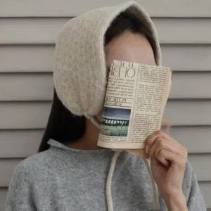 /신상오픈런 여성 울 니트 귀마개 라운드 리본 따뜻한 모자