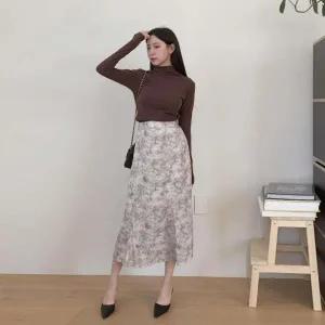 [다잇템] 여성 롱 하이웨이스트 꽃패턴 인어공주 스커트