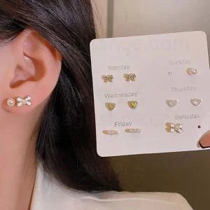 심플 레이어드 귀걸이 세트 1P 딱붙는 귀찌 이어커프 이어링귀걸이