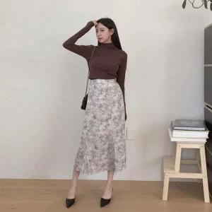 [다잇템] 여성 롱 하이웨이스트 꽃패턴 인어공주 스커트_23460583_588872