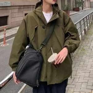 남녀공용 루즈핏 후드 하프 야상 자켓 점퍼 2컬러