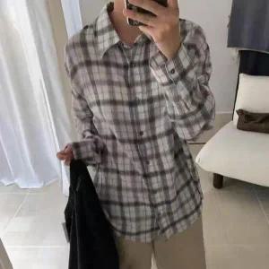 [하프클럽/]여자 배색 체크 루즈핏 언발 체크 남방 셔츠