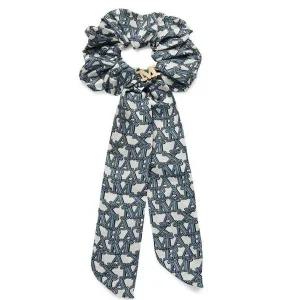 [막스마라] 로고 실크 스카프 스크런치 머리끈 스카이블루 47511539 005