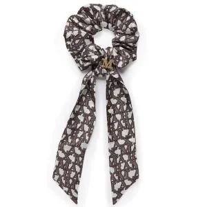 [막스마라] 로고 실크 스카프 스크런치 머리끈 브라운 47511539 004