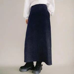 [하프클럽/]여성용 H라인 롱 스커트 트임 레이온 스웨이드 캐주얼 스타일